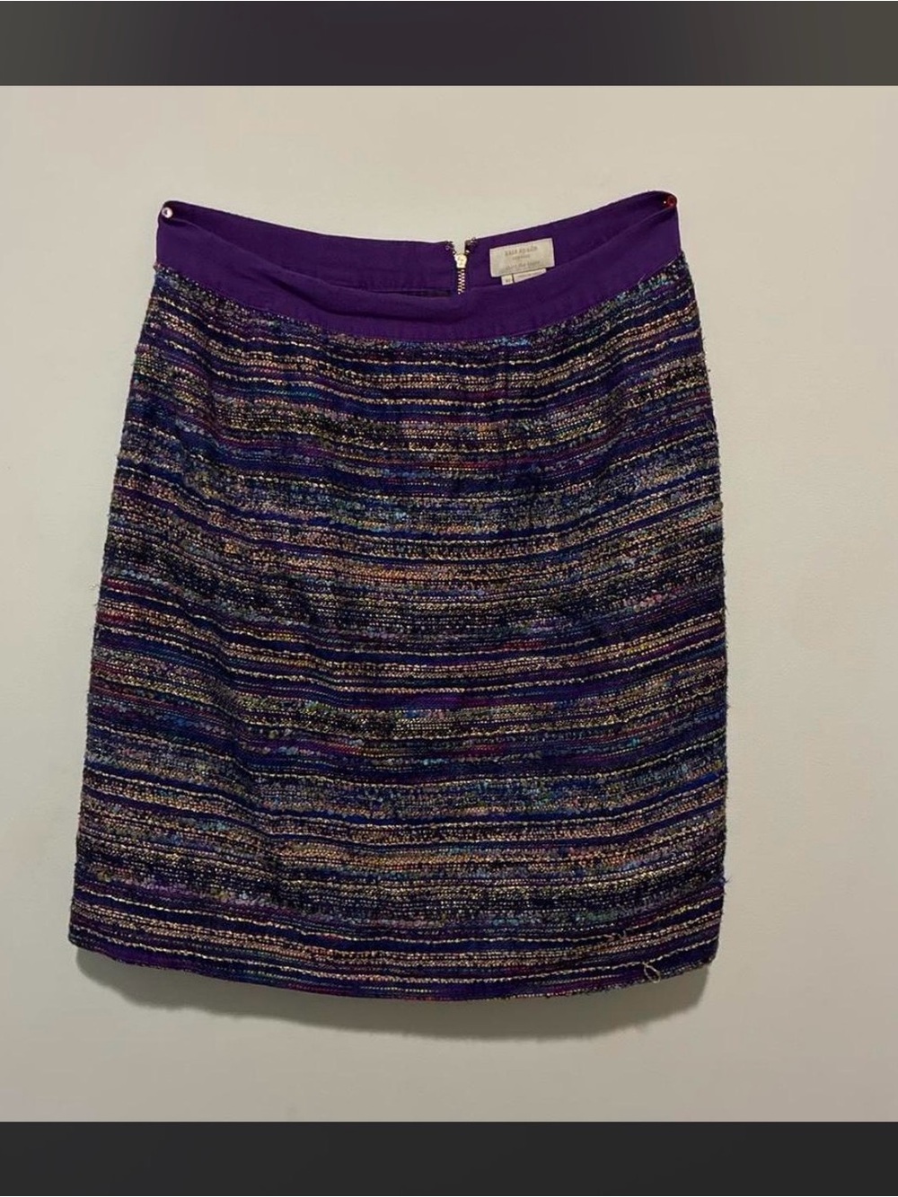 kate spade Purple Multicolor Tweed Midi Skirt